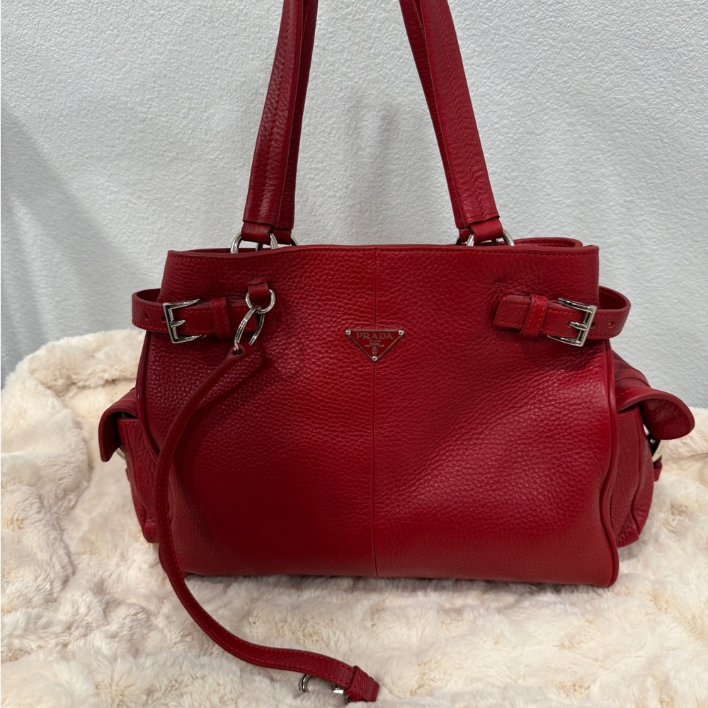 Prada Red Leather Women's Bag with authenticity card